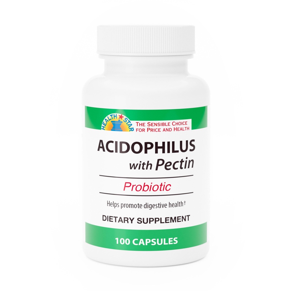 GeriCare Acidophilus with Pectin Probiotic Capsules, Optimizes Intestinal Flora, Digestive Gut Function, Boosts Immune Defenses, and Strengthenings Bones, 100 Count (Pack of 1)