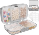 Organizador semanal de píldoras con etiquetas,8 Compartimientos Travel Daily Pill Case Airtight Caja de gran pill resistente a la humedad para mantener vitaminas, aceite de pescado, suplementos, Swab de algodón y Bandages-Grey