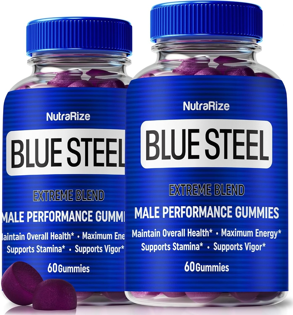 (2 Pack) Blue Steel Gummies for Men, Daily Nutrition to Boost Confidence and Overall Health, All Natural Supplement to Support Peak Performance, Official Male Gummy, BlueSteel Reviews (120 Gummies)