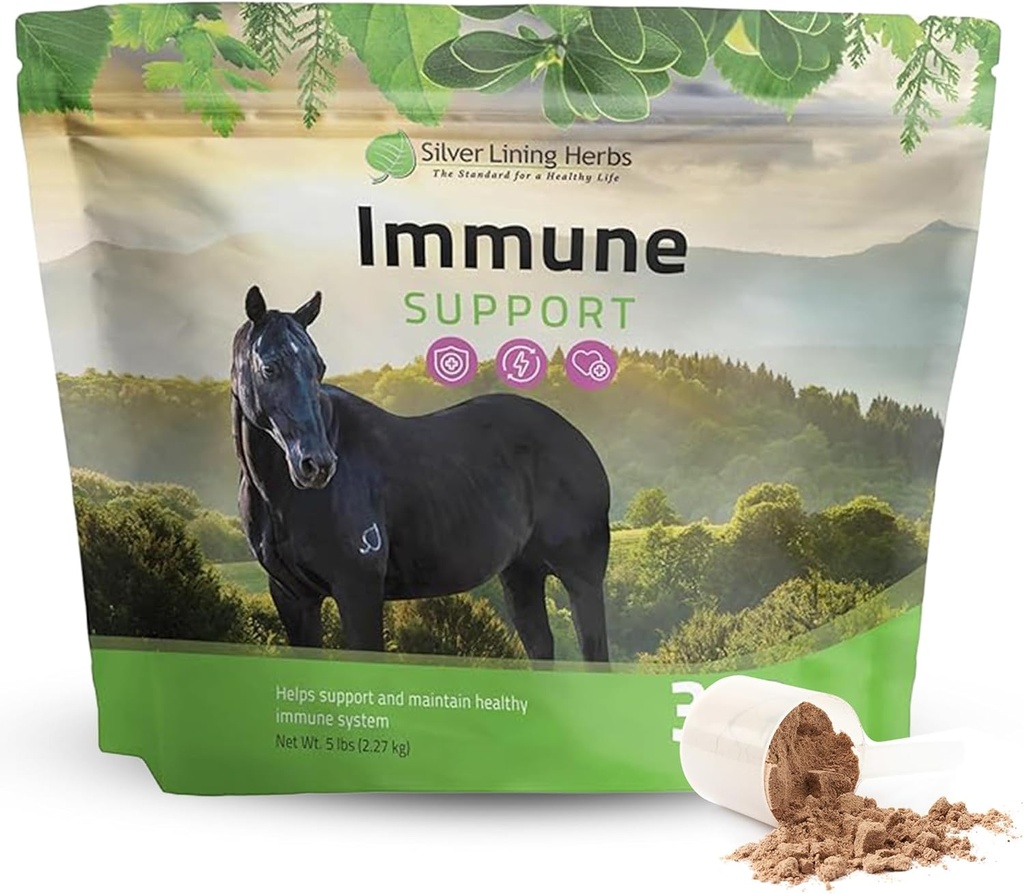 Silver Lining Herbs Immune Support for Horses – Natural Horse Supplements for Immune System, Stamina & Detox – Herbal Horse Health Formula – 5 lb (300 Servings)