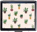 Caja de Píldora Vintage de Plata Caja de Píldora de Metal de 7 Días con Espejo y 8 Compartimientos Organizador de Píldora de Viaje Cuto (Cute Cactus)