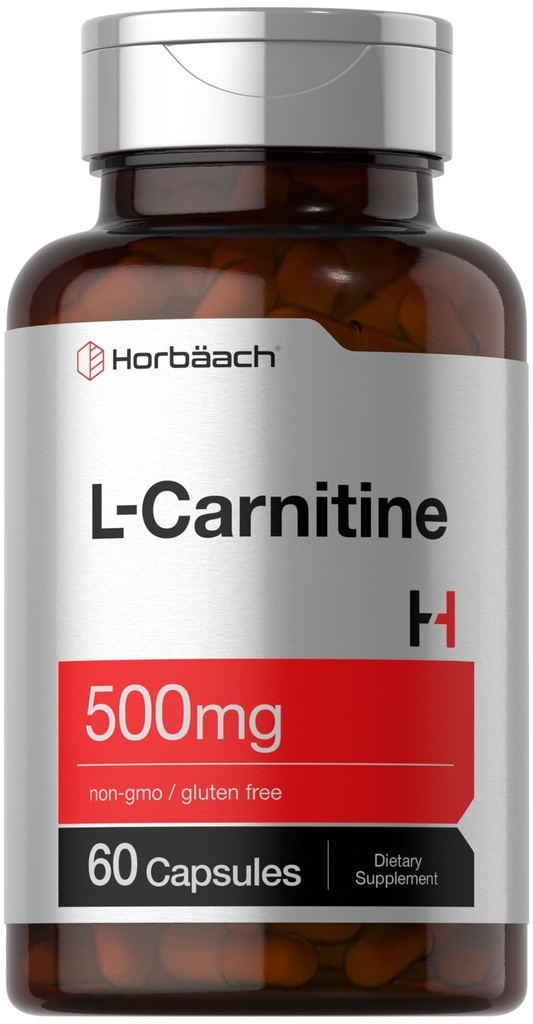 Horbäach L Carnitine Suplemento 500mg Silencio 60 Capsules Silencioso como L-Carnitine L-Tartrate ← Non-GMO y Gluten Free