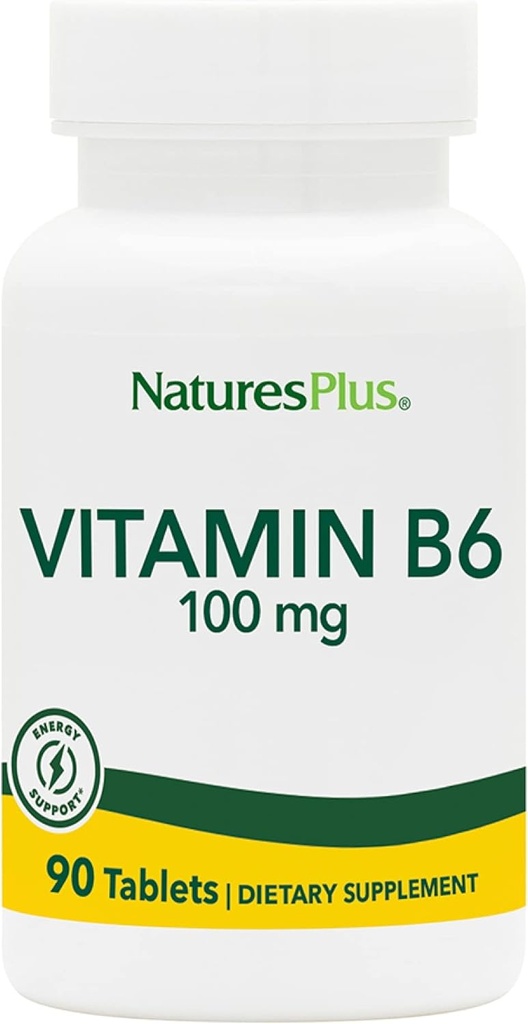 Naturalezas Plus Vitamina B6 100 mg - Vegetariano, Gluten Gratis - 90 Tabletas, 90 Serviciones