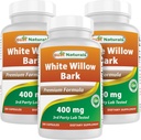 Best Naturals White Willow Bark 400 mg 180 Capsules (180 Conde (Pack of 3))