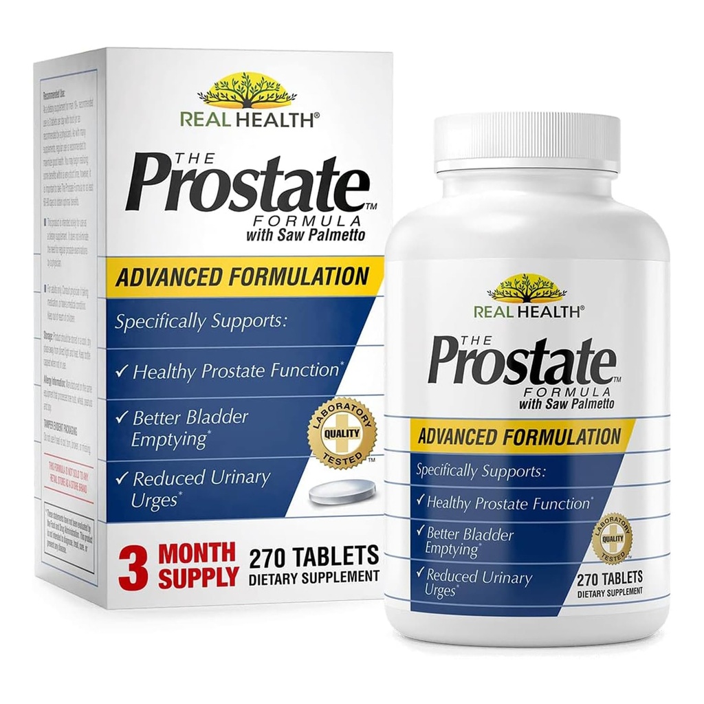 Real Health The Prostate Formula - Advanced Prostate Health Supplements for Men, Saw Palmetto Formula for Healthy Bladder and Urinary Support, with Pomegranate, Zinc, & Pumpkin Seed - 270 Count