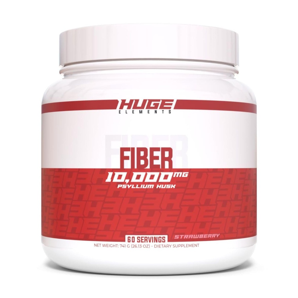Suplementos enormes Fiber, 10 Gramos de Psyllium Husk Polvo, Soluble Fiber para Funciones de Salud Digestiva, Prebiótico Natural con Sabores Deliciosos (60 Servimientos) (Strawberry)