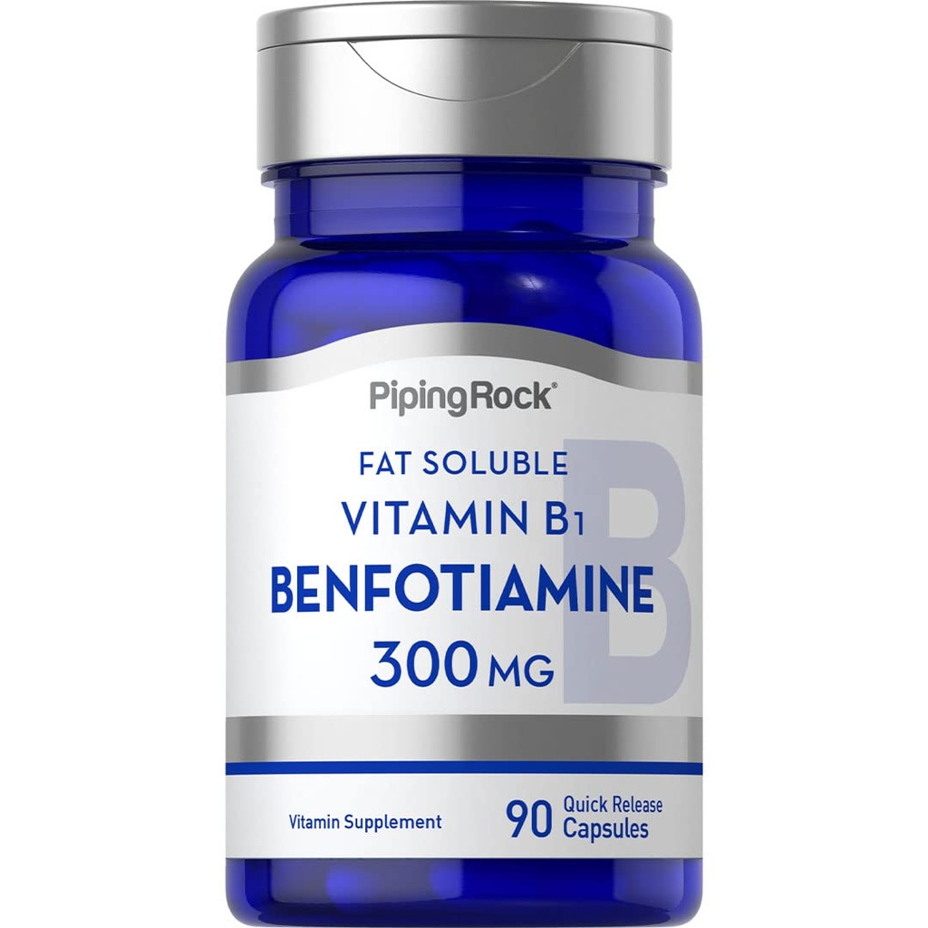 Piping Rock Benfotiamine 300mg  90 cápsulas ← Fat Soluble Vitamina B1 ← No Gluten Suplemento gratuito