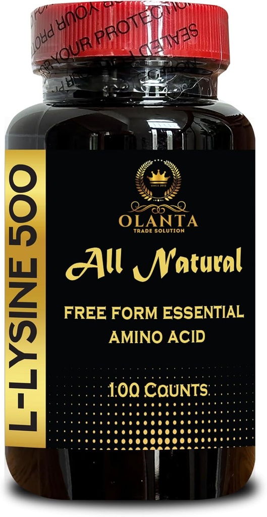 L-LYSINE SUPPLEMENT AMINO ACIDS - support Lip and Skin Health, energy booster, Helps Your Body Control the Acid, Immune Support - Gluten Free, Protein synthesis - 1 Bottle 100 Counts