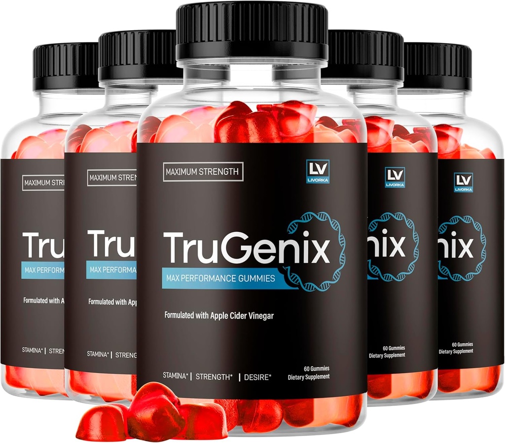(5 Pack) TruGenix Gummies, TruGenix Gummies for Men, Official TruGenix Gummies Advanced Formula, TruGenix ACV Gummies, TruGenix Support Supplement Gummies, Premium Formula, 300 Gummies for 5 Months