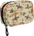 Fustylead Cowboy Riding Horse and Desert Cactus Pill Organizer for Purse, semanal caja de píldoras portátiles con cremallera para almacenar vitaminas Aceites de pescado Suplementos