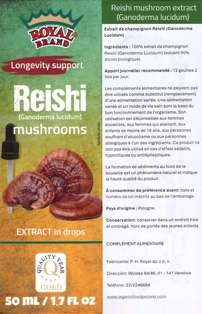 Reishi Mushroom Supplement/Our Reishi Mushroom Extract Promotes Longevity/Reishi Mushroom Tincture - 50ml / 1.7 Fl Oz
