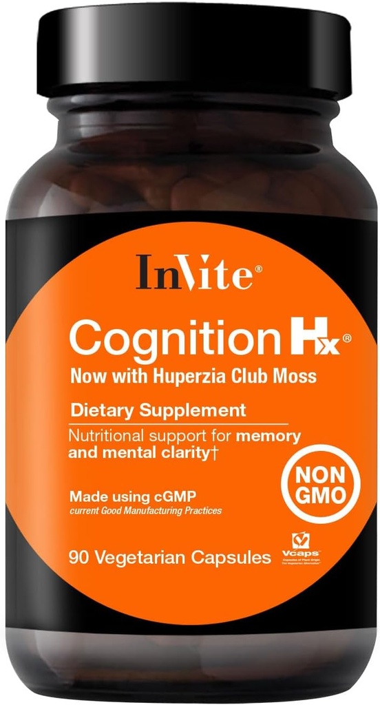 Invitar la Cognición de Salud Hx® - Soporta Funciones Cerebro Como Energía Mental, Alerta, Memoria, Focus - con Phosphatidylserine, ALCAR + NADH, Ginkgo Biloba, Huperzia Serrata – 90 cápsulas