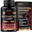 Red Yeast Rice 1200 mg with CoQ10 100 mg - with Magnesium | Niacin | Vitamin E & D3 - Heart Health Support, Energy & Metabolism - Effective, Flush-free & Laboratory Tested - Made in USA, 120 Capsules