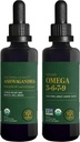 Global Healing Center Ashwagandha & Omega 3 6 7 9 Kit - Helps with Nervousness, Brain Health, Heart Health, and Eye Health