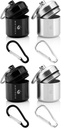 Portable Keychain Pill Holder Case for Round Glucose Tablets & Critical Medicine - Discreet Waterproof Key Chain Container Carrier with Strong Carabiners - Aluminum Alloy Pill Fob Box - 4 Pack