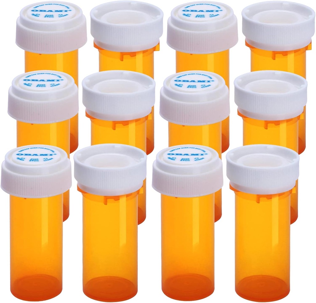 Botellas de Pílástico Empty con Doble Uso Sidido (Resistente Infantil &amp; Fácil Abierto) Caps - Medicamento Container Pill Case Dispenser Organizers (8 Dram, 12pcs)