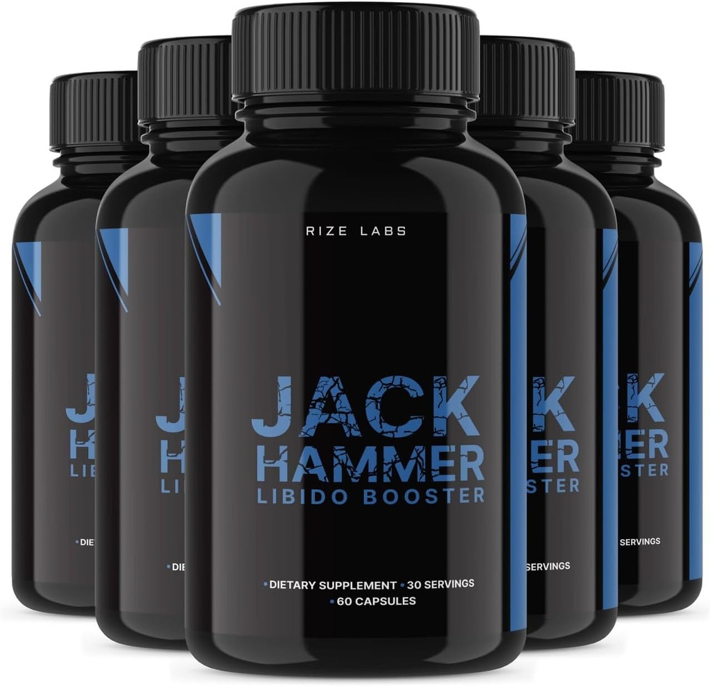 rize labs (5 Pack) Jack Hammer Libido Booster for Men, Jack Hammer Libido Booster Supplement, Jack Hammer Libido Booster Powerful All Natural Formula to Improve Performance, Reviews (300 Capsules)