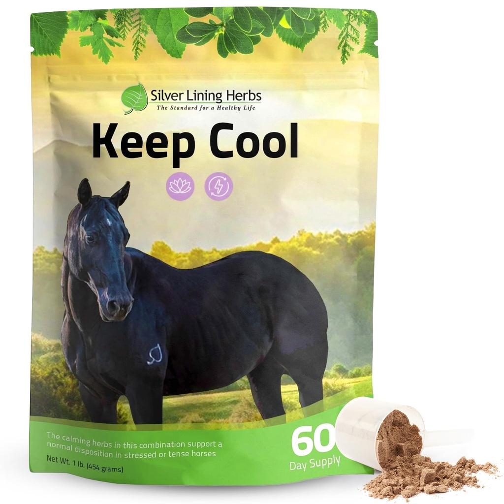 Keep Cool Horse Calming Supplement - 1 lb | Horse Calming Supplement, Valerian, Skullcap & Chamomile, Calm Focus for Travel & Show, 1 lb, NASC Certified, Made in USA
