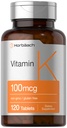 Horbäach Vitamina K Suplemento Silencio 100mcg Silencio 120 Tablets Silencio Vegetarian, Non-GMO &amp; Gluten Suplemento gratuito