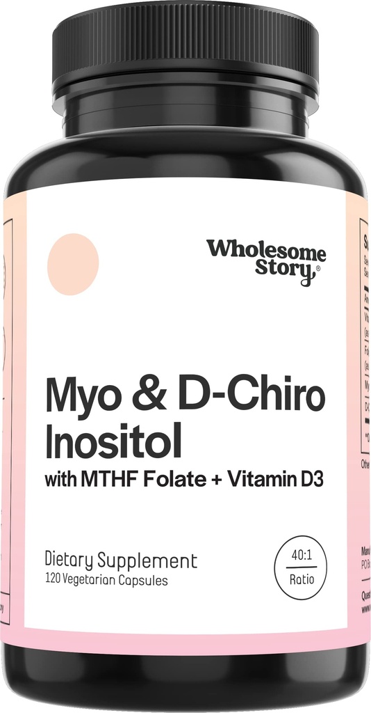 Myo-Inositol & D-Chiro Inositol cápsulas con MTHF, Folate, Vitamina D sometida Apoyo para la función ovárica, Equilibrio hormonal, " Niveles de homocisteína ← Suplementos de fertilidad para las mujeres ANTE 40:1 Ratio