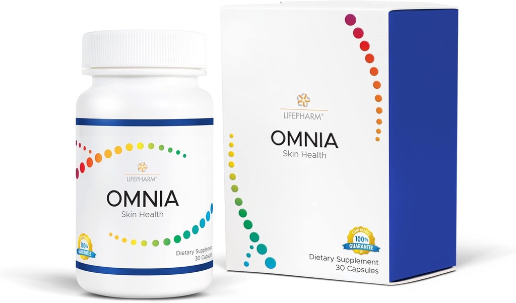 Omnia - Skin, Hair, and Nails Supplement - Triple Acting Complex for Healthy and Glowing Skin - Features a Natural Blend of Vitamins, Minerals, Collagen and Other Superfoods - 30 Capsules
