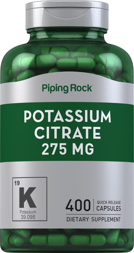 Piping Rock Potassium Citrate Supplement | 275 mg | 400 Capsules | Non-GMO, Gluten Free