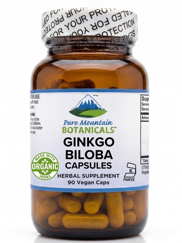 Ginkgo Biloba Capsules – Kosher Vegan Caps con 400mg Ginkgo Biloba Hoja y Ginko Extracto Suplemento