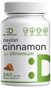 Ceilán de canela con cromo 1000mcg, 240 cápsulas viv Active Inner Bark Extract, True Sri Lanka Source  durable Natural Cinnamon Supplements