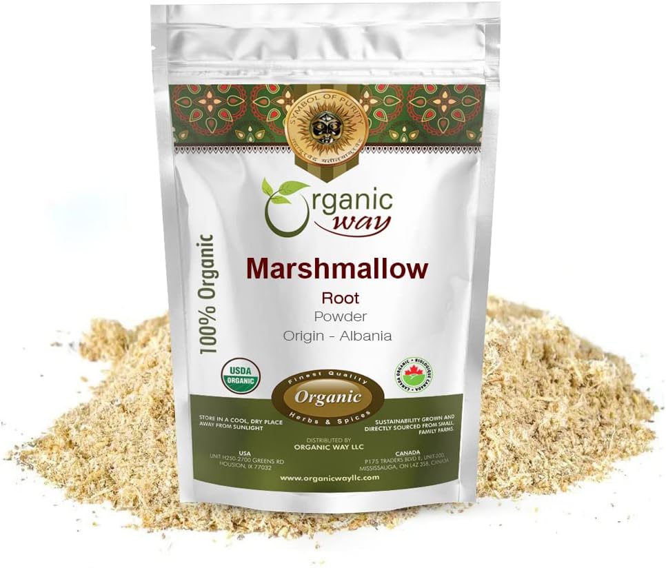 Organic Way Marshmallow Root Powder (Althaea Officinalis) - Herbal Tea | European Wild-Harvest | Organic & Kosher Certified | Non GMO & Gluten Free | USDA Certified | Origin - Albania (1LBS / 16Oz.)