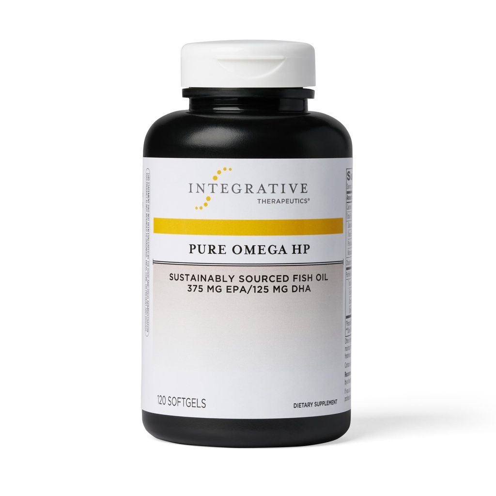 Terapéutica Integrativa Pura Omega HP - Suplemento de aceite de pescado para el soporte nutricional - Apoya la salud del corazón* - No Fishy Burps - Fuente sostenible - Gluten &amp; Dairy-Free - 120 Softgels (120 Servings)