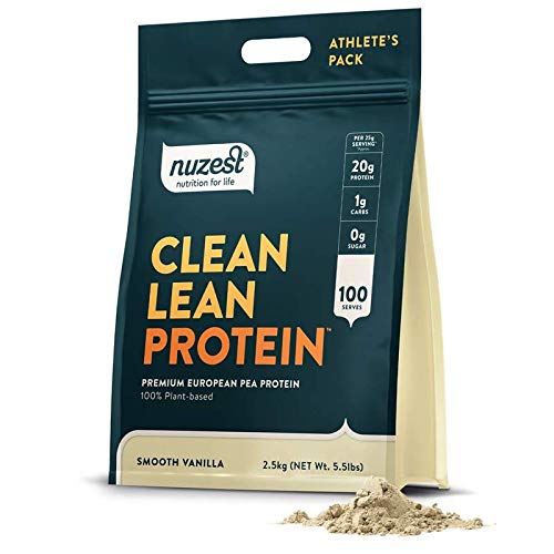 Nuzest - Pea Protein Powder - Clean Lean Protein, Premium Vegan Plant Based Protein Powder, Dairy Free, Gluten Free, GMO Free, Protein Shake, Smooth Vanilla, 100 Servings, 5,5 lb