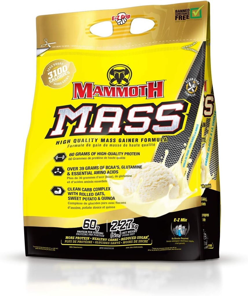 Suplemento de Masa de Mammoth de Nutrición Interactiva, 5 libras, Vanilla FID15319