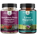 Bundle of Extra Strength Hawthorn Berry Capsules - Extract Digestion and Heart Health Supplement and Liver Cleanse and Detox " Repair Formula - Herbal Liver Support Supplement