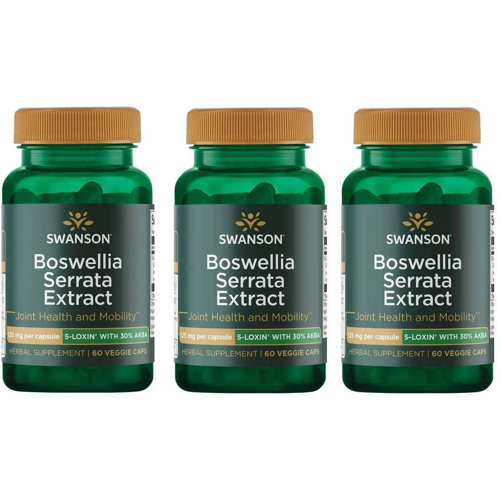 Swanson Boswellia Serrata Extracto 125 mg 60 Veg Caps (3 Pack)