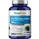 NusaPure Saw Palmetto 20:1 Extracto, 200 mg Equivalente a 4.000 mg por Veggie Caps 200 Conteo No GMO, Vegano, Vegetariano, Bioperina