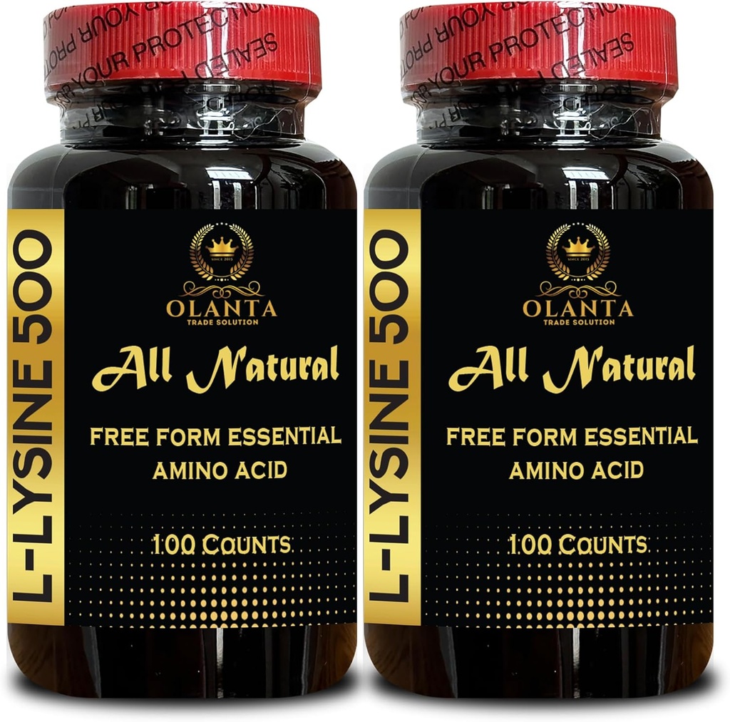 L-LYSINE Amino Acid Suplementos - Amino Acid Vitamin Suplemento, Apoyo Human Growth Hormon and Muscle Growth, Essential Lysine Supplement Pills - 2 Bottles 200 Condes