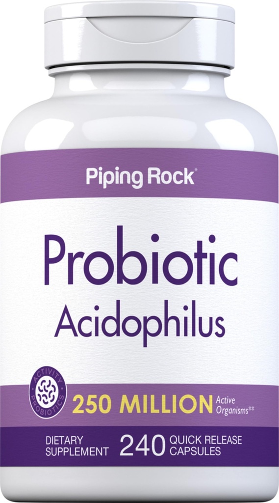 Piping Rock Probiotic Acidophilus Capsules | 250 Million CFU | 240 Pills | Dietary Supplement | Non-GMO, Gluten Free
