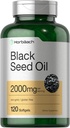 Horbaach Black Seed Oil Cold Pressed Softgel Capsules  2000mg ← 120 Conteo Silencioso Suplemento con Omega 6 y 9 Silencio Nigella Sativa ANTE No GMO y Gluten Free