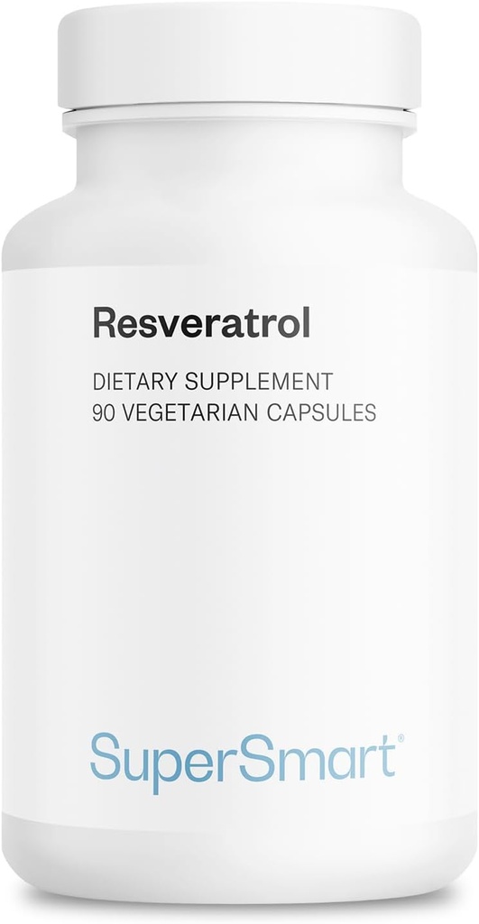 Supersmart - Resveratrol 40mg por día (Well-Tolerated) - Extracto de Uvas Rojas Orgánicas - Suplemento de Resveratrol de Alta Potencia ← No GMO &amp; Gluten Gratis - 90 cápsulas vegetarianas