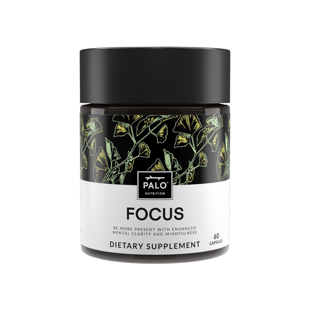 PALO FOCUS Brain Booster Natural Suplemento Nootropic for Memory, Focus, Learning, Reall, Atención y Cognition - Ginkgo Biloba, Bacopa, Gotu Kola, Ashwagandha, Mucuna 60 cápsulas