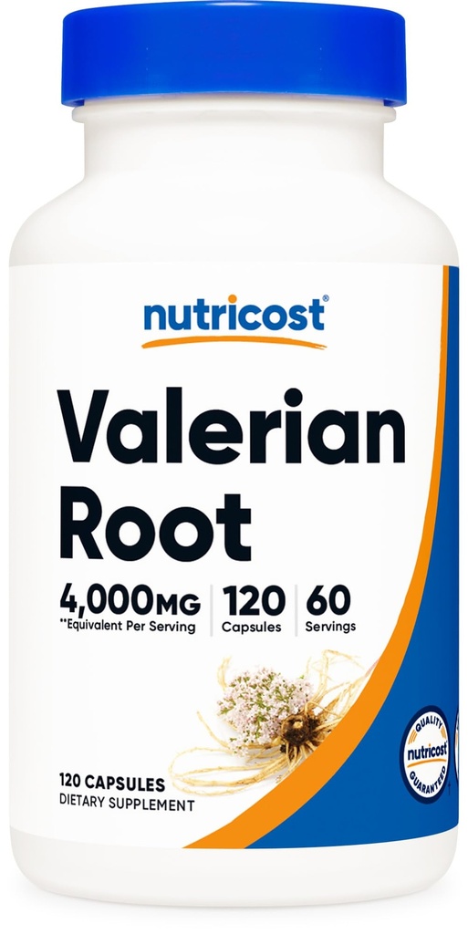 Nutricost Valerian Root Capsules (1000mg Por Serving) 120 Capsules - 4,000mg Equivalent Por Serving (4:1 Extracto), Vegetarian Caps, Gluten Free, Non-GMO