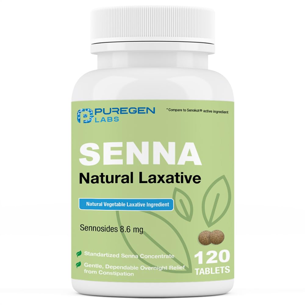 Laboratorios de Purogen Senna 8.6 mg Tabletas (120 Conteo) – Sennosides Naturales Laxante Vegetativo para Estreñimiento, Bloating, Gas, Alivio de Irregularidad