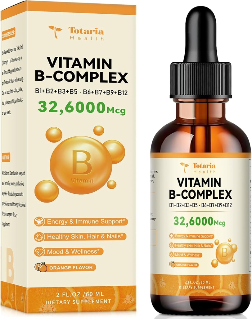 Vitamina B Complejo gotas líquidos con tiamina, riboflavina, niacina, ácido pantoténico, piridoxina, botín, fólico, metilcobalamina