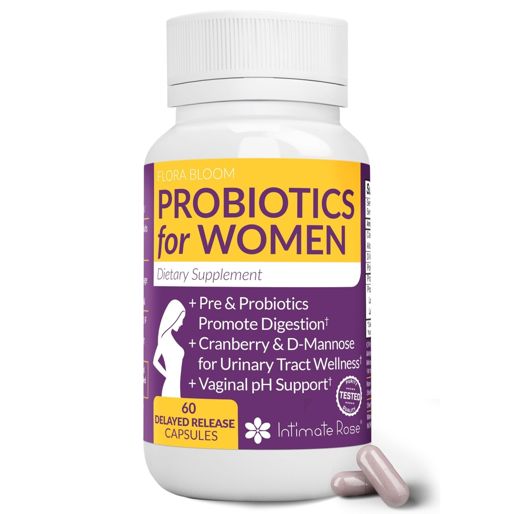 Complete Vaginal Probiotics for Women - w/Added Cranberry, D-mannose to Promote Urinary Tract, Bladder, Gut & Vaginal Health - pH Balance for Women - Support UTI, BV, YI - 60 Vegan Capsules