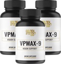 Golden After 50 VpMax-9 - Sight Care and Antioxidant Supplement with Eye Vitamins, Lutein, Lycopene and Bilberry Extract - 3 Bottles