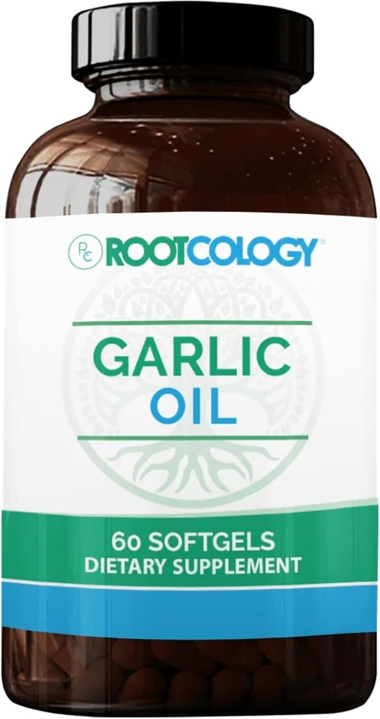 Rootcology by Dr. Izabella Wentz TENIDO Aceite de ajo tóxico Softgels con aceite de ajo y aceite de ajo, Enteric-Coated to Reduce Odor ← Apoyo al sistema inmunitario y la salud cardiovascular