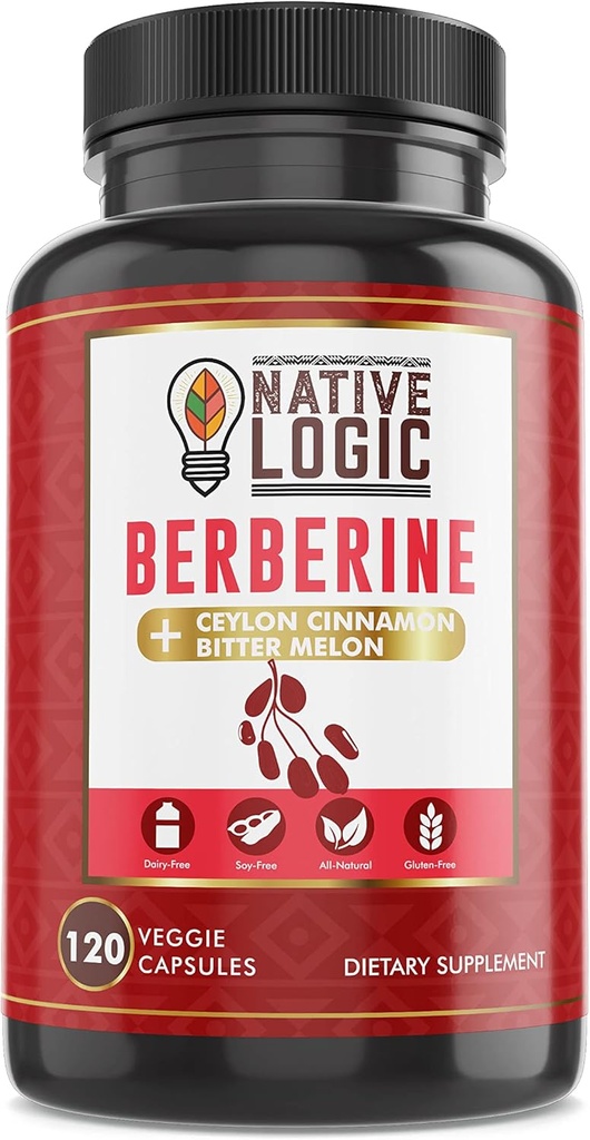 Berberine HCL 1200mg con canela de Ceylán, Melón de Bitter y Té Verde Extracto ← Asistencia Cardiovascular y GI Salud con Sistema Immune Soporte – 120 cápsulas