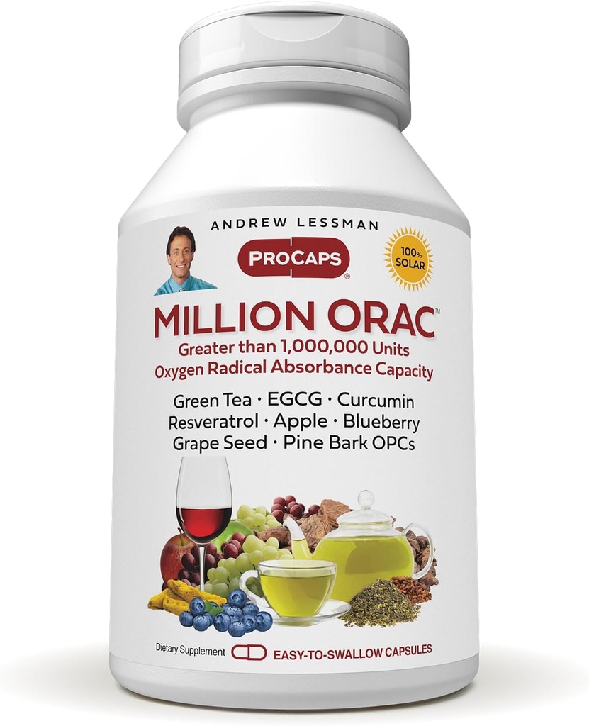 ANDREW LESSMAN Million Orac 240 Capsules - Delivers Concentrated Standardized Plant-Based Extracts. Powerful Anti-Oxidants and Protective Compounds. Neutralizes Damaging Free-Radicals, No Additives