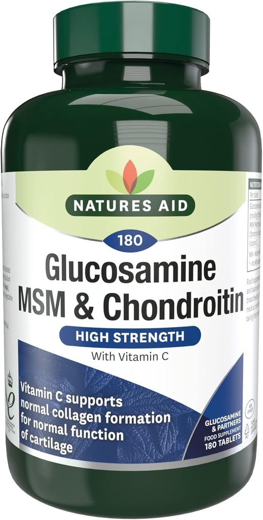 Ayuda de la naturaleza Glucosamine 500mg, MSM 500mg + Condroitina 100mg 180 Tablets