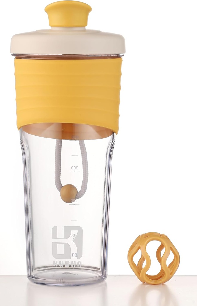 2a Generación Botella de Shaker para Proteína con Bola de Mezcla - Perfecto para entrenamientos y uso al aire libre, 24 onzas Whey Protein Shaker con Medición Limpia (Orang)